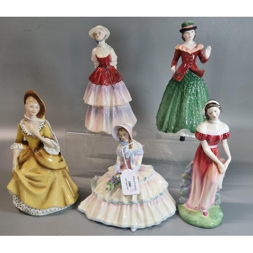 180 - Five Royal Doulton bone china figurines, to include: 'Daydreams', 'Jemma', 'Sandra', 'Eliza' and 'Ho... 