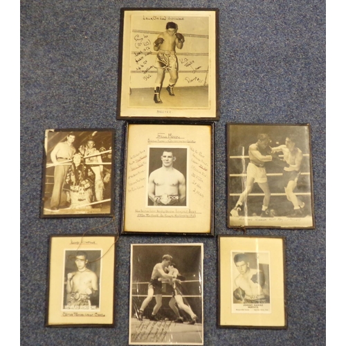 214 - Collection of Boxing memorabilia to include: Frank Moody British Middle and Cruiser Weight Champion,... 