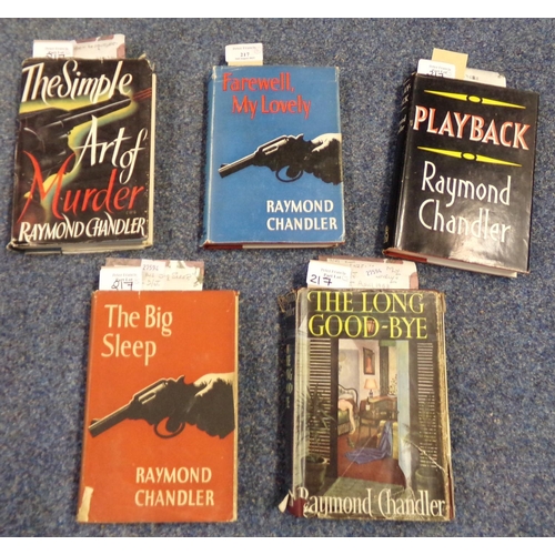 217 - Set of five Raymond Chandler hardback books with dust covers, all published by Hamish Hamilton Londo... 