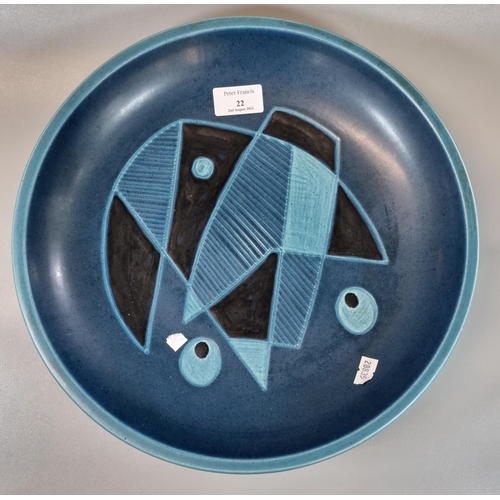 22 - Solholm Danish pottery abstract fish design charger. 32cm diameter approx.
(B.P. 21% + VAT)