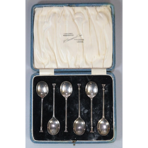 234 - Set of six teaspoons in original fitted case, Birmingham hallmarks.  1.35 troy oz approx.  (B.P. 21%... 