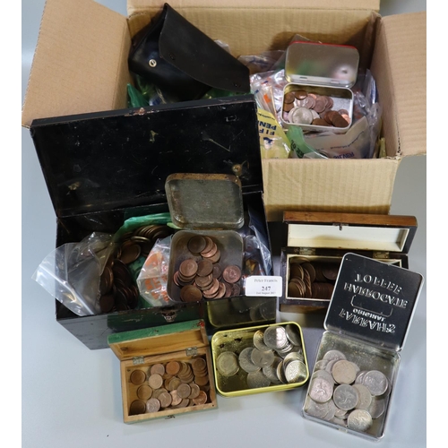 247 - Large collection of assorted coinage, GB and Foreign.  (B.P. 21% + VAT)