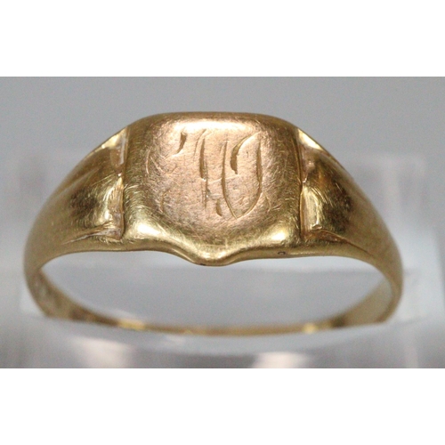 263 - 18ct gold signet ring with monogram.  3g approx.  (B.P. 21% + VAT)