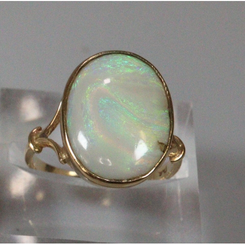 266 - 9ct gold and large opal stone dress ring.  Size L.  2.8g approx.  (B.P. 21% + VAT)