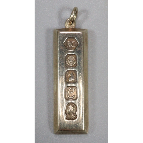 275 - Silver 1oz pendant ingot.  (B.P. 21% + VAT)