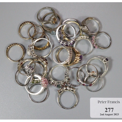 277 - Large collection of silver and other dress rings etc  (B.P. 21% + VAT)