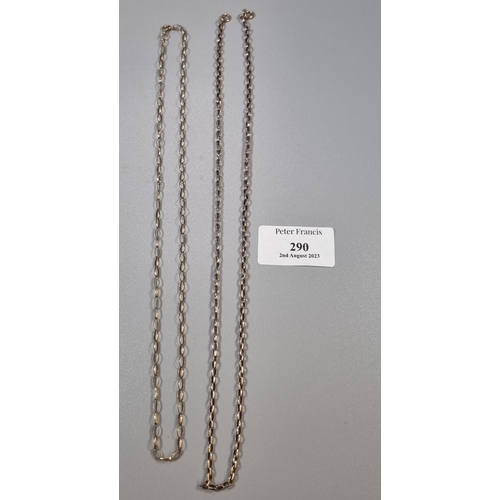 290 - Two 9ct gold chains.  8.5g approx.  (B.P. 21% + VAT)