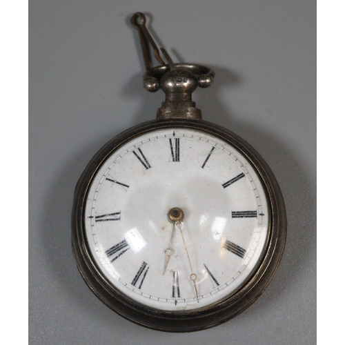 307 - 18th/Early 19th century gilt metal pair cased pocket watch, the verge movement marked 'William March... 