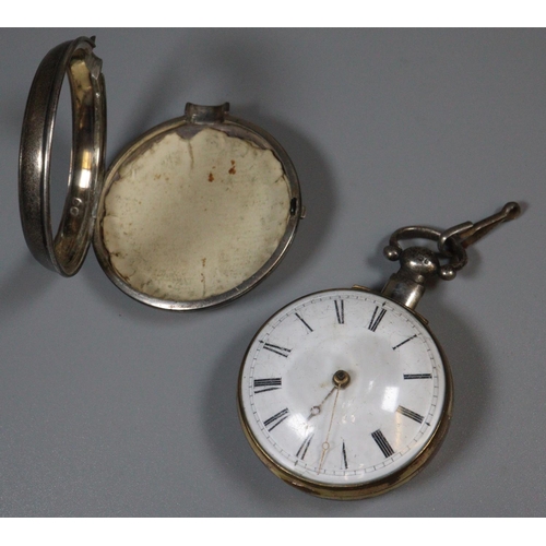 307 - 18th/Early 19th century gilt metal pair cased pocket watch, the verge movement marked 'William March... 