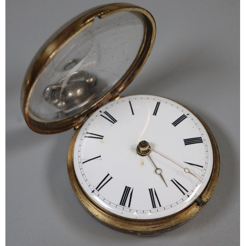 307 - 18th/Early 19th century gilt metal pair cased pocket watch, the verge movement marked 'William March... 