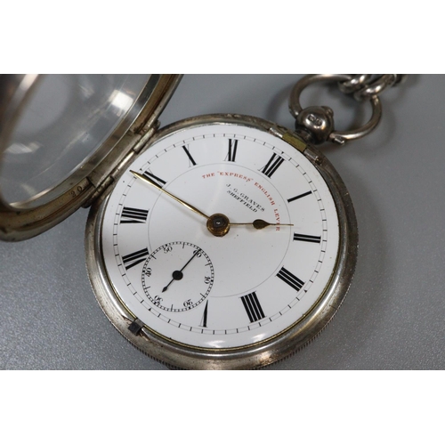 308 - Silver key wind English lever open faced pocket watch by J G Graves,  Sheffield, having Roman face w... 