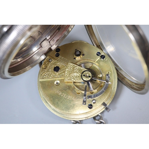 308 - Silver key wind English lever open faced pocket watch by J G Graves,  Sheffield, having Roman face w... 