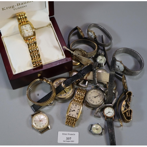 337 - Collection of wristwatches together with a pocket watch: Krug-Baumen watch etc.  (B.P. 21% + VAT)