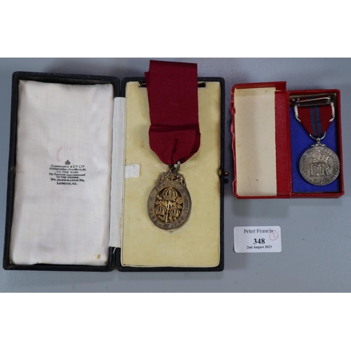 348 - 1953 Coronation Medal with ribbon in original box together with a silver gilt Order of the Bath (civ...