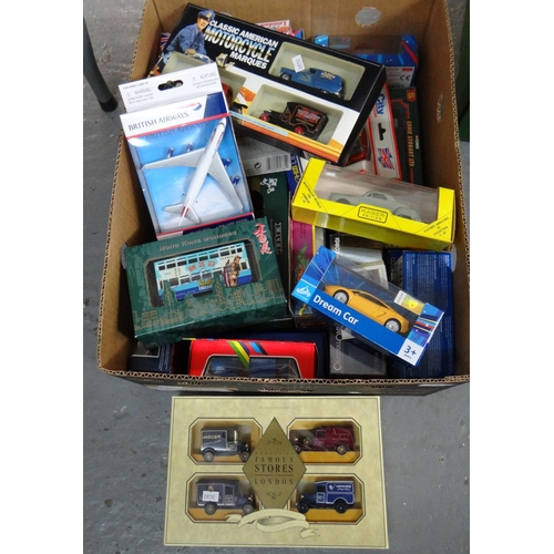 454 - Box of assorted diecast model vehicles to include: Corgi, Carousel Dream Car, Kager, Ertl, Matchbox ... 