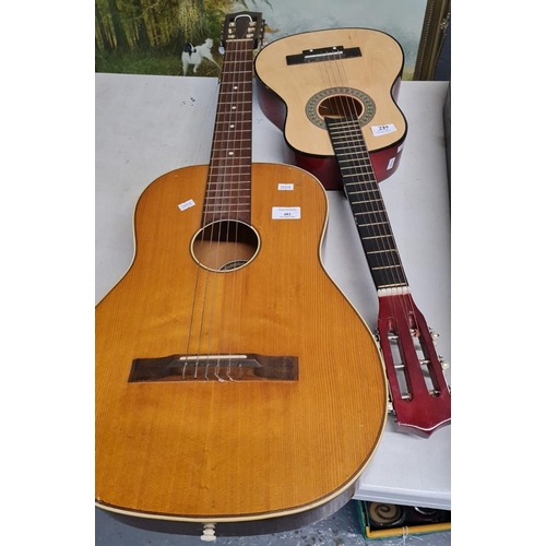 482 - Musima German acoustic six string guitar together with a small size acoustic six string guitar.  (2)... 