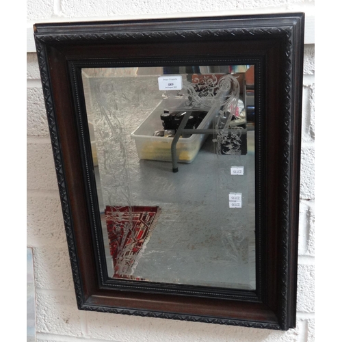 489 - Early 20th century mahogany framed mirror with moulded decoration, the glass with etched designs of ... 