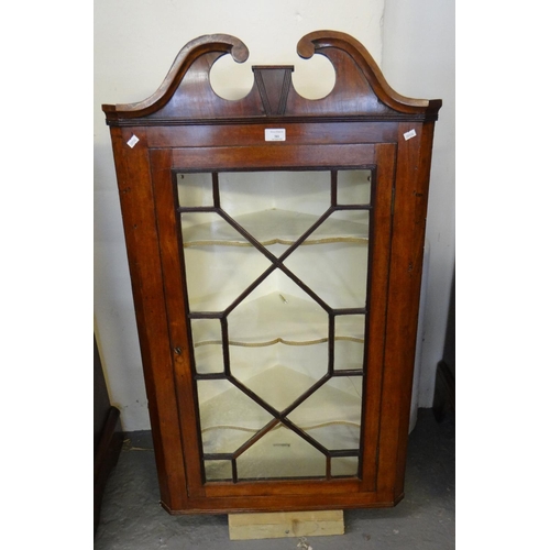 581 - 19th century astragal glazed single door hanging corner cabinet with shaped shelves.  (B.P. 21% + VA... 