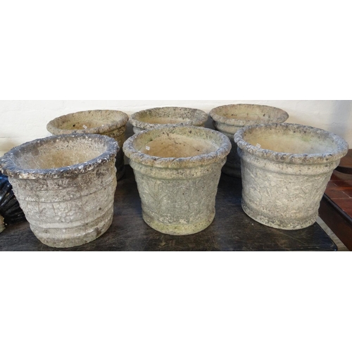 602 - Group of assorted composition garden planters to include: five matching and another.  (B.P. 21% + VA... 