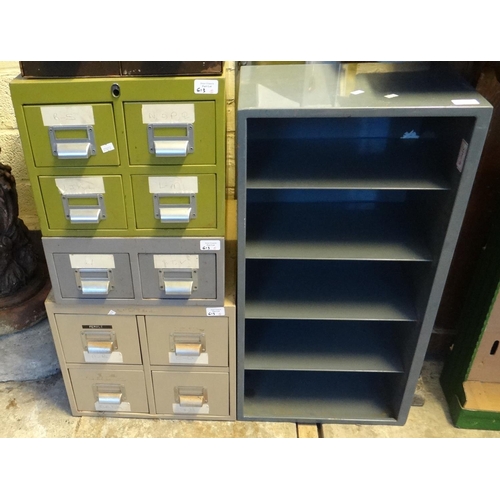 613 - Four sets of metal filing drawers, two with two drawers, two with four drawers together with a set o... 