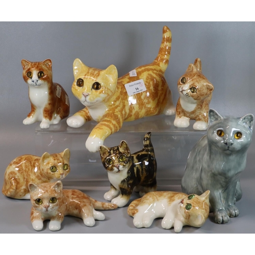 16 - Collection of mainly studio Art pottery Winstanley cats and kittens. (8)
(B.P. 21% + VAT)