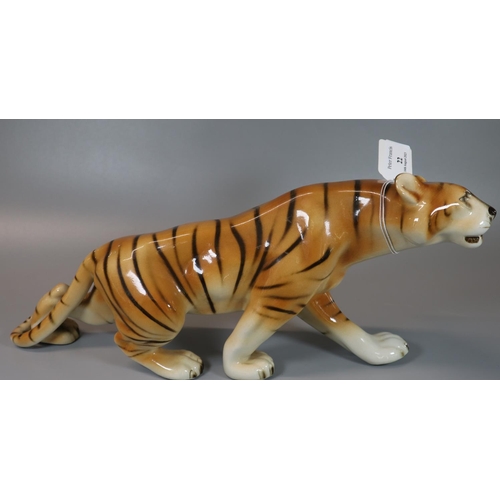 22 - Royal Dux ceramic study of a tiger. Pink triangle mark. 
(B.P. 21% + VAT)