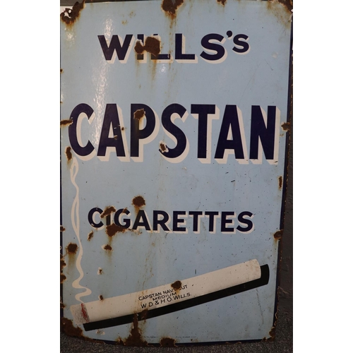 110 - Single sided enamelled metal advertising sign 'Wills's Capstan Cigarettes'.  92x61cm approx.  (B.P. ... 