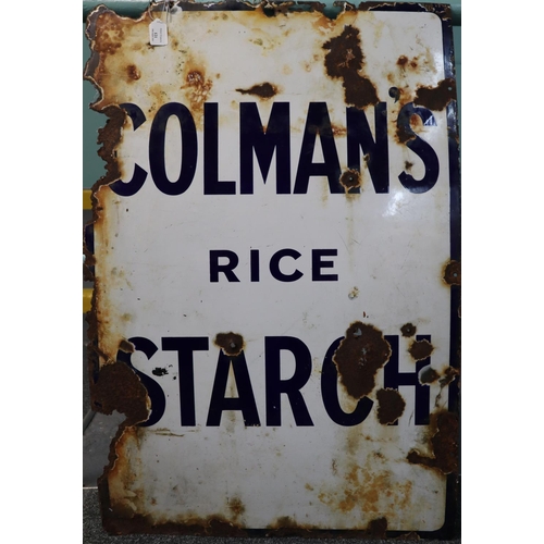 121 - Vintage 'Colman's Rice Starch' enamel sign.  93x61cm approx.  (B.P. 21% + VAT)