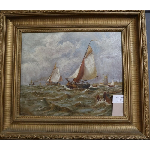 122 - British School (initials M A W) (late 19th century), 'Dutch boats sailing up the river Scheldt', sig... 