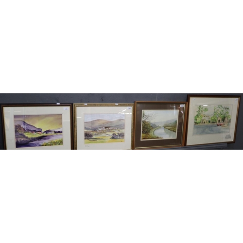 138 - Group of four assorted landscape and architectural watercolours, to include: 'Wharfdale', 'Hawes', r... 