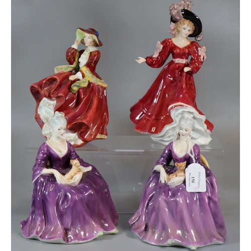 150 - Four Royal Doulton figurines, to include: 'Charlotte' HN2421 x2, 'Top O the Hill' HN1834 and Figure ... 