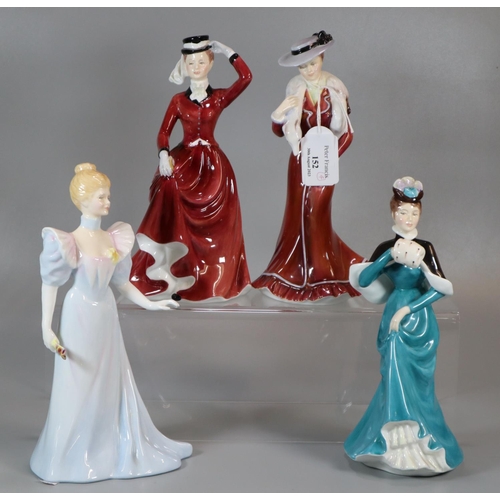 152 - Four Francesca Art China Staffordshire England figures of ladies to include: 'Lavinia' and 'Lillie' ... 