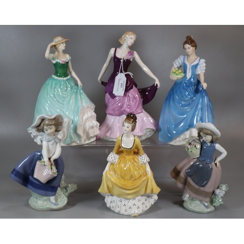 155 - Four Royal Doulton lady figurines to include: 'Coralie' HN2307, 'Emelie' HN4093, 'Helen' HN3601 and ... 