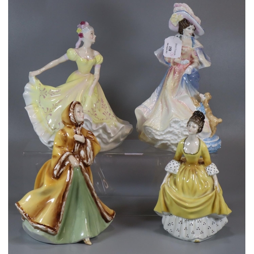 158 - Four Royal Doulton figurines, to include: Lady Doulton 1996 'Katherine' HN3708, 'Rachel' HN2919, 'Ni... 