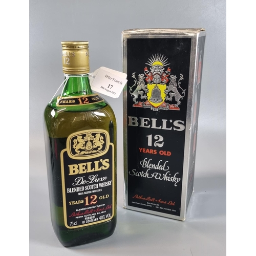 17 - One bottle Bells 12 years old blended scotch whisky.  40% by volume 75cl.  With original carton.  (B... 