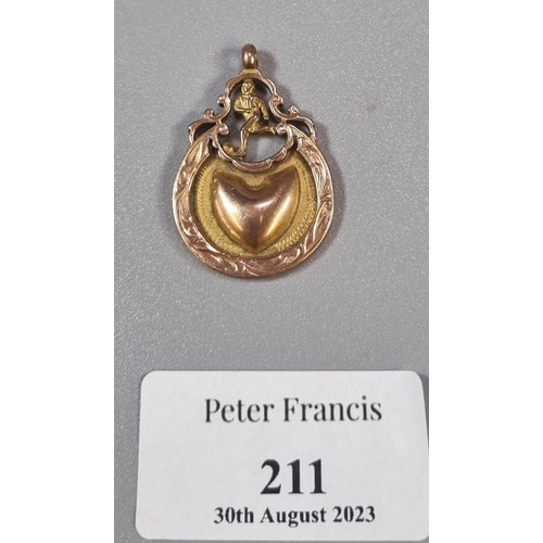 211 - 9ct gold sporting fob.  5.8g approx.  (B.P. 21% + VAT)