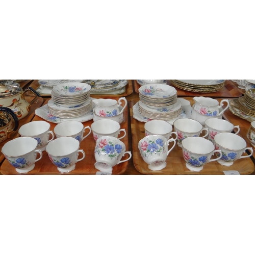 261 - Two trays of Royal Albert English bone china Friendship series 'Sweet Pea' design teaware to include... 