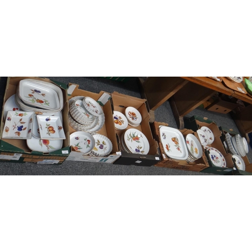 265 - Six boxes of Royal Worcester 'Evesham' design dinnerware to include: various plates, flan dishes, se... 