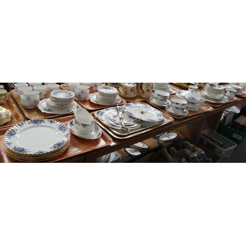 271 - Six trays of Royal Albert English fine bone china 'Moonlight Rose' design items, to include: twenty ... 