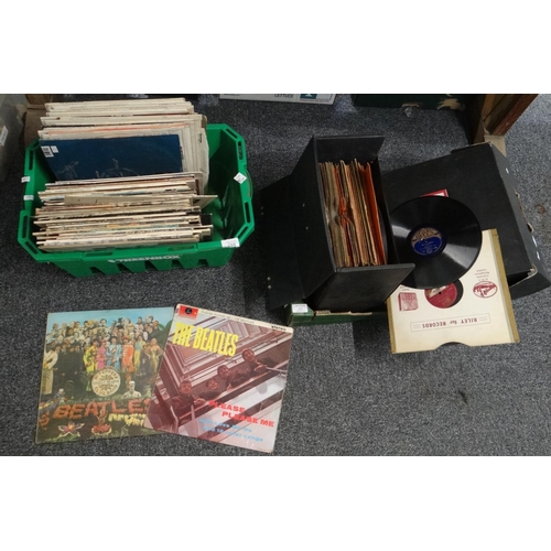 273 - Two boxes of vinyl records to include: 'Sargent Peppers Lonely Heart Clubs Band' the Beatles, The By... 