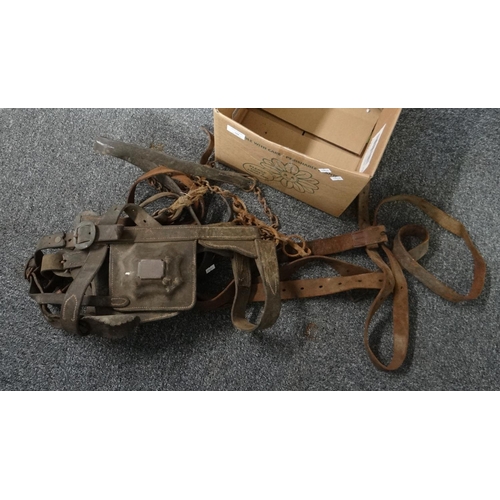 288 - Welsh Pit Pony's leather face piece/harness and various leather straps.    (B.P. 21% + VAT)