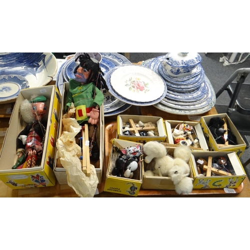 297 - Two trays of Pelham Puppets to include: 'Macboozle', 'Giant Jack and the Beanstalk', 'Cat', 'Bengo',... 