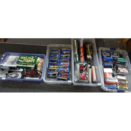 326 - Four boxes of diecast model vehicles, loose and boxed, to include: Super Racers, Super Wheels, Lledo... 