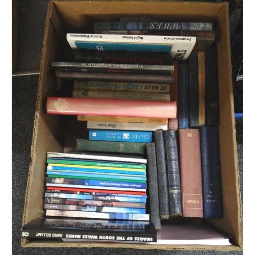 327 - Box of books mostly local interest, some Welsh Language, to include: 'A Llanelly Chronical' compiled... 