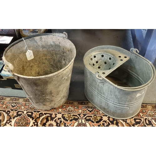 406 - Two vintage galvanised metal buckets.   (B.P. 21% + VAT)