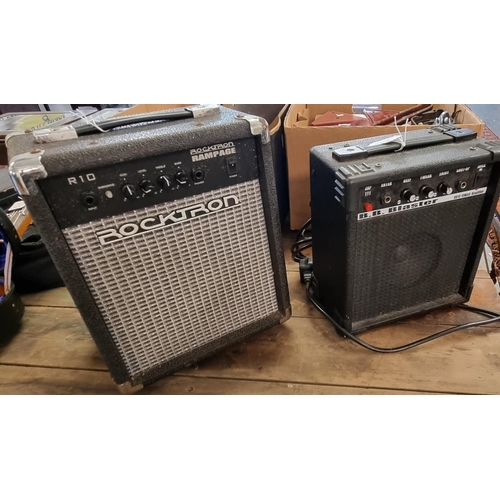 409 - Rocktron Rampage R10 guitar practice amplifier and BB Blaster guitar practice amplifier together wit... 