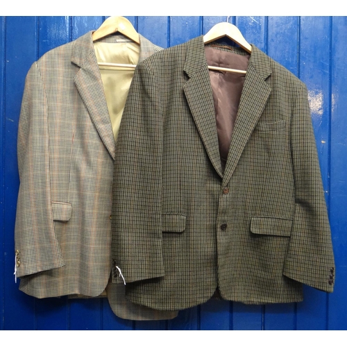 420 - Collection of seven men's tweed and wool blazers, in plaid, check and houndstooth designs, various l... 