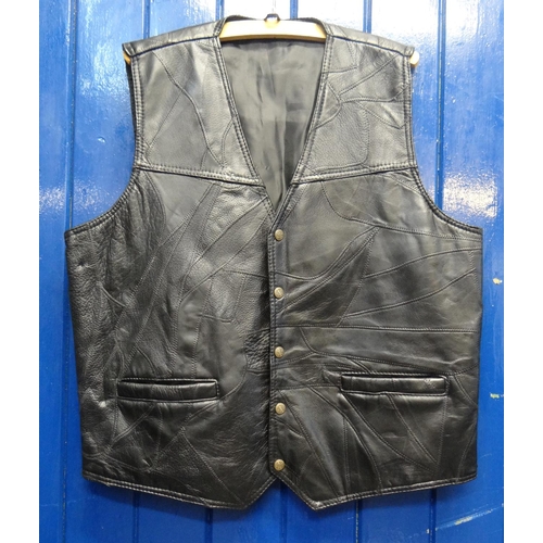 421 - Vintage pigskin leather biker's patchwork waistcoat.   (B.P. 21% + VAT)