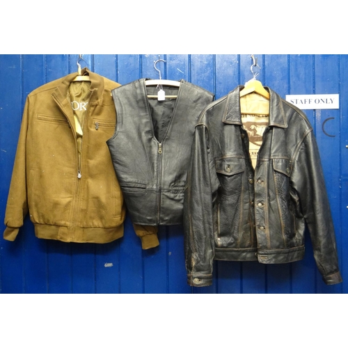 423 - Vintage leather fashion flight jacket, with 'the Legend Lives On US Navy' printed on the lining, 'th... 