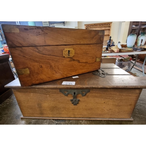 433 - Victorian walnut metal mounted writing slope and and oak metal mounted bible box.  (2)   (B.P. 21% +... 